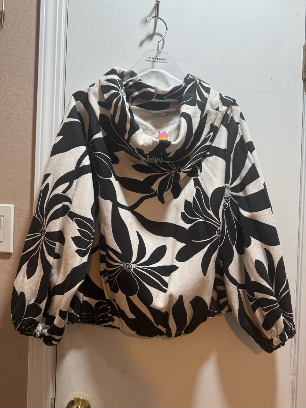 NWT Bryn Walker Bamboo Fleece Floral Print Funnel Neck Top In Size L